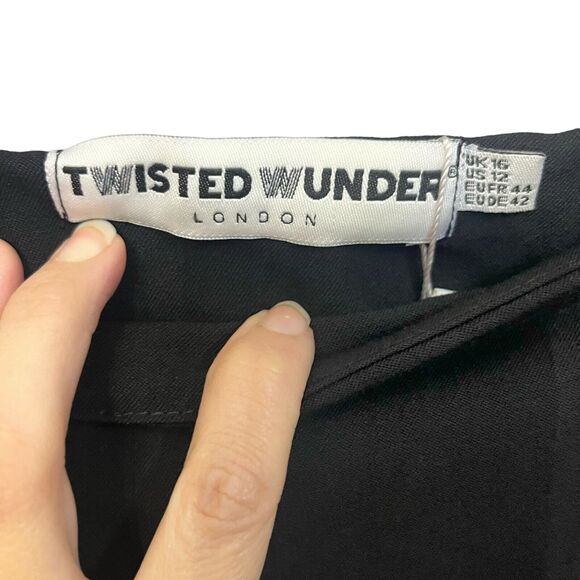 Twisted Wunder London Faux Feather Hem Pants Straight Leg - Picture 6 of 9